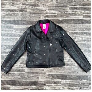 Brand New Girls 11 Disney Faux Leather Jacket Metal Studs Of Mickey Mouse Ears